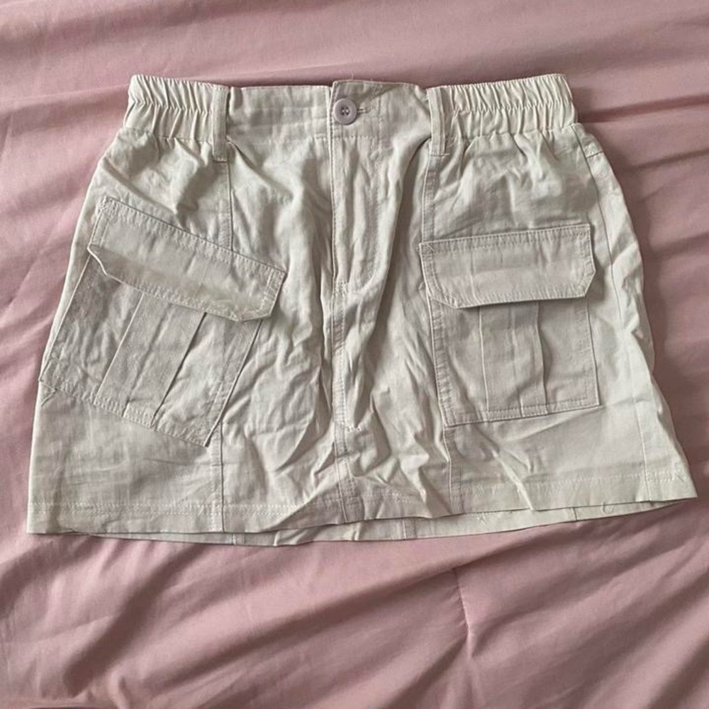 Utility Pocket Mini Skirt in Cream